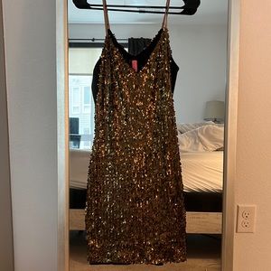 Copper Sequin Mini Dress
